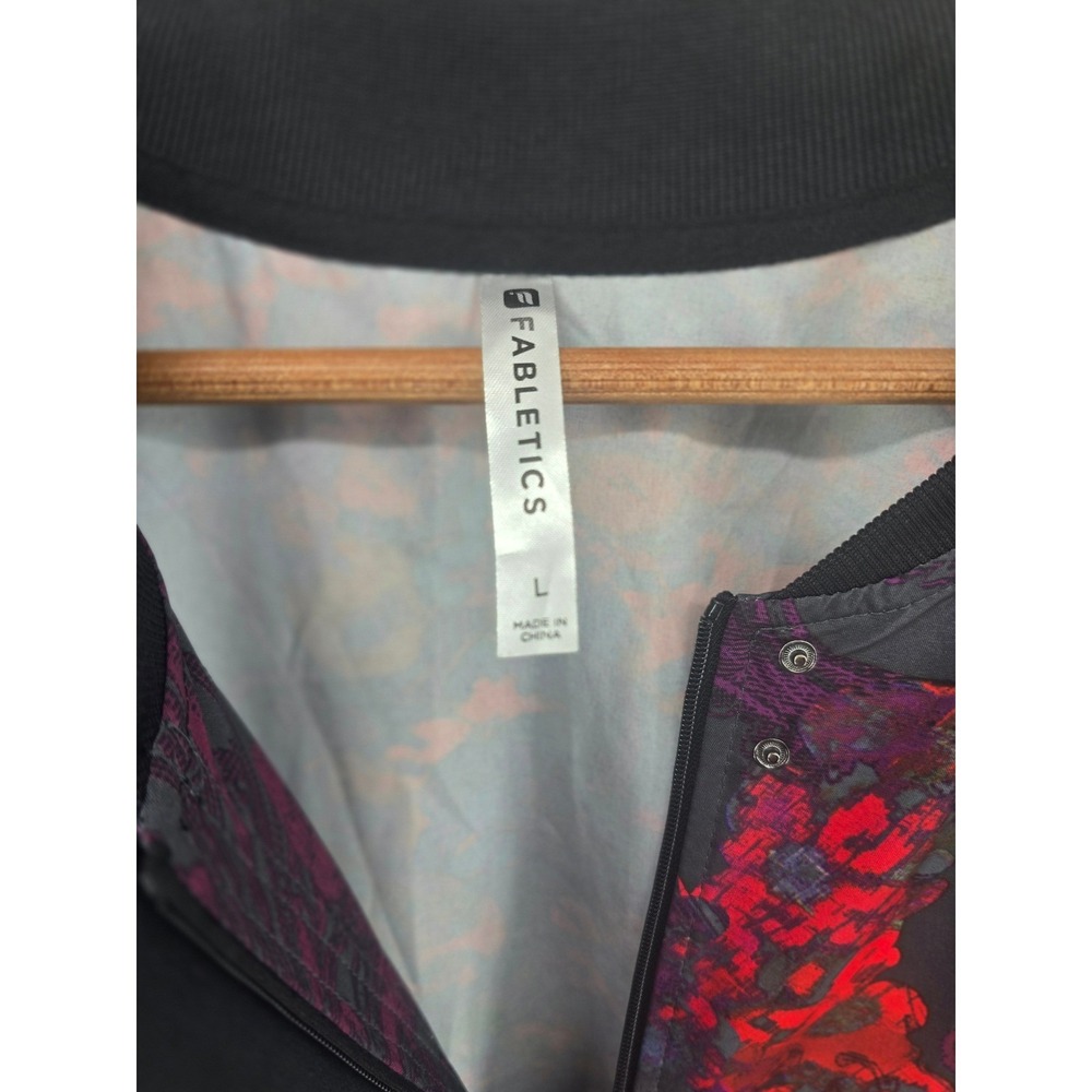 Fabletics Bomber Jacket Large Paisley Floral Snap… - image 2